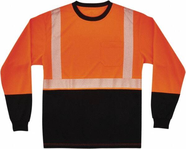Work Shirt: High-Visibility, Medium, Polyester, Black & Orange, 1 Pocket MPN:22683
