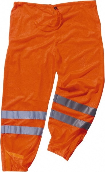 Work Pants: High-Visibility, Large & X-Large, Polyester, Orange, 40 to 46