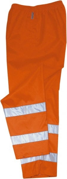 Rain Pants: Polyester, Drawcord Closure, Orange, Large MPN:24414