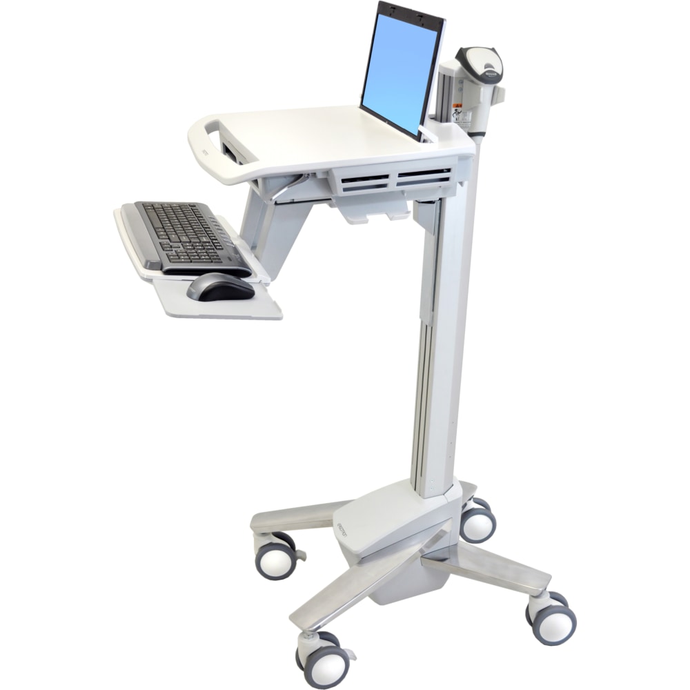 Ergotron StyleView EMR Laptop Cart, SV40 - 18 lb Capacity - 4 Casters - Aluminum, Plastic, Zinc Plated Steel - 18.3in Width x 50.5in Height - White, Gray, Polished Aluminum17.3in Screen Supported MPN:SV40-6100-0