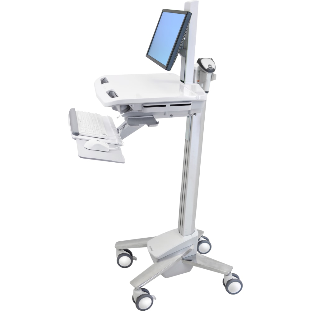 Ergotron StyleView Cart with LCD Pivot - 35 lb Capacity - 4 Casters - Steel, Plastic, Zinc Plated Steel - x 50.5in Height - Gray, White, Polished Aluminum MPN:SV40-6300-0