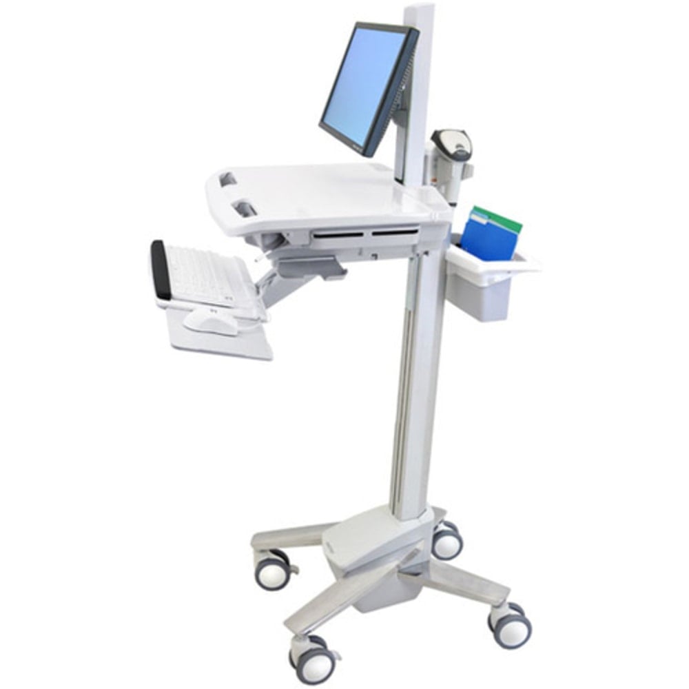 Ergotron StyleView Cart with LCD Pivot - 35 lb Capacity - 4 Casters - Aluminum, Plastic, Zinc Plated Steel - 18.30in Width x 50.50in Height - White, Gray, Polished Aluminum - 24in Screen Supported MPN:SV41-6300-0