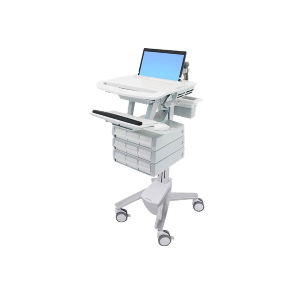 Ergotron StyleView Laptop Cart Desk Workstation 9 Drawers, 50-1/2inH x 17-1/2inW x 30-3/4inD, White/Gray MPN:SV43-1190-0