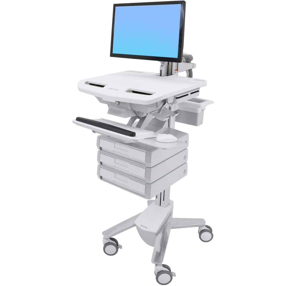 Ergotron StyleView Cart with LCD Arm, 3 Drawers (1x3) - Up to 24in Screen Support - 37.04 lb Load Capacity - Floor - Plastic, Aluminum, Zinc-plated Steel MPN:SV43-1230-0