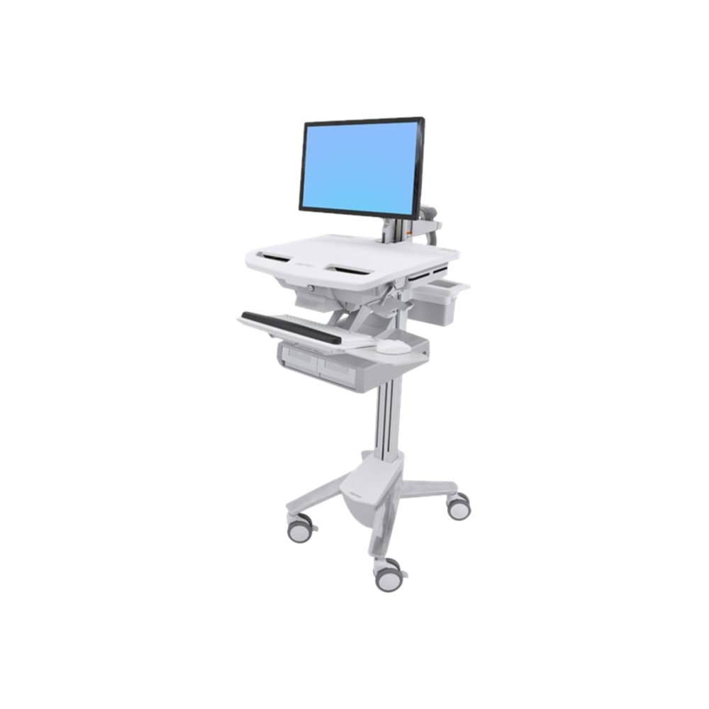 Ergotron StyleView Cart with LCD Arm, 2 Drawers (2x1) - Up to 24in Screen Support - 37.04 lb Load Capacity - Floor - Plastic, Aluminum, Zinc-plated Steel MPN:SV43-12A0-0