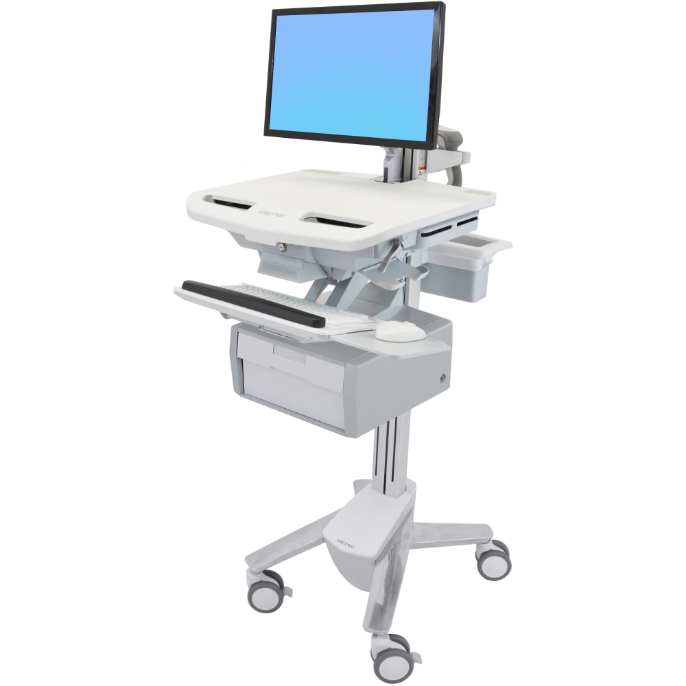 Ergotron StyleView Cart with LCD Arm, 1 Tall Drawer (1x1) - Up to 24in Screen Support - 37.04 lb Load Capacity - Floor - Plastic, Aluminum, Zinc-plated Steel MPN:SV43-12B0-0