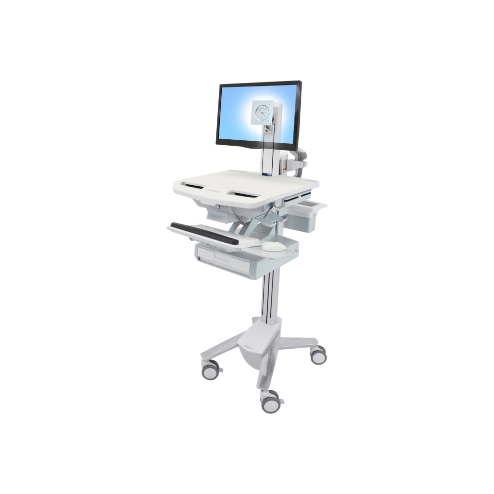 Ergotron StyleView Dual-Monitor Telepresence Cart, 50.5inH x 17.5inW x 31inD, Gray/White/Polished Aluminum MPN:SV43-1310-0