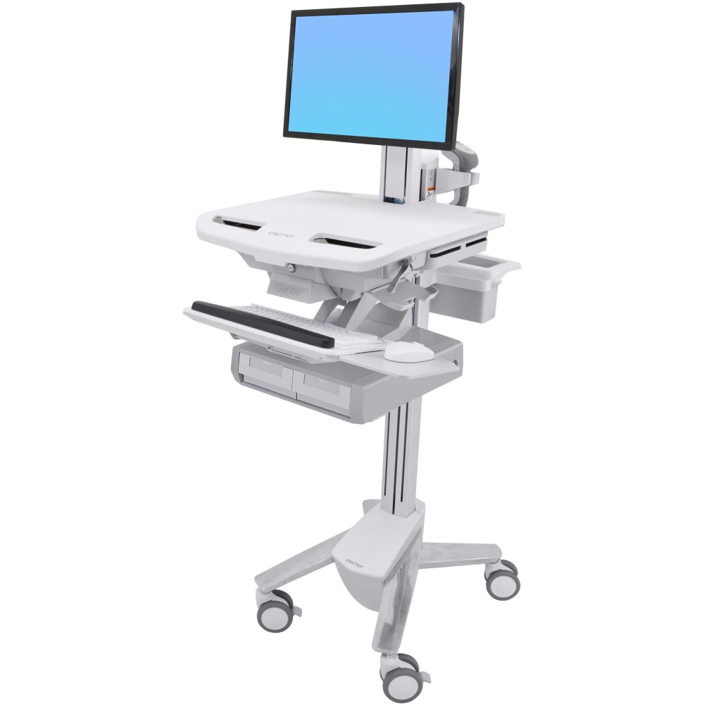 Ergotron StyleView Cart with LCD Pivot, 2 Drawers (2x1) - Up to 24in Screen Support - 37.04 lb Load Capacity - Floor - Plastic, Aluminum, Zinc-plated Steel MPN:SV43-13A0-0