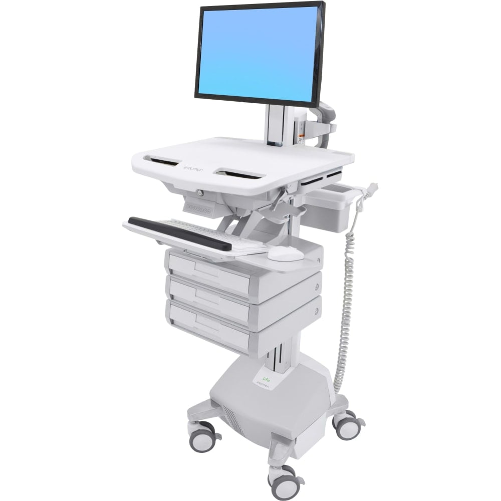 Ergotron StyleView Cart with LCD Pivot, LiFe Powered, 3 Drawers - medical - aluminum, zinc-plated steel, high-grade plastic - screen size: up to 24in - 40 Ah - lithium MPN:SV44-1332-1