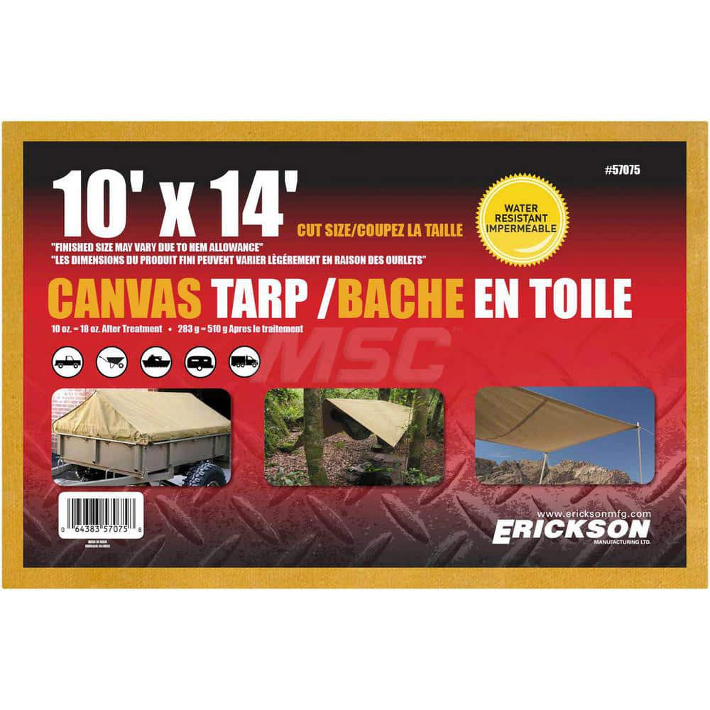 Tarp/Dust Cover: Beige, Canvas, 14' Long x 10' Wide MPN:57075