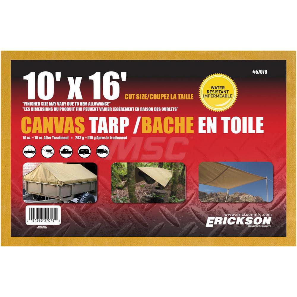 Tarp/Dust Cover: Beige, Canvas, 16' Long x 10' Wide MPN:57076