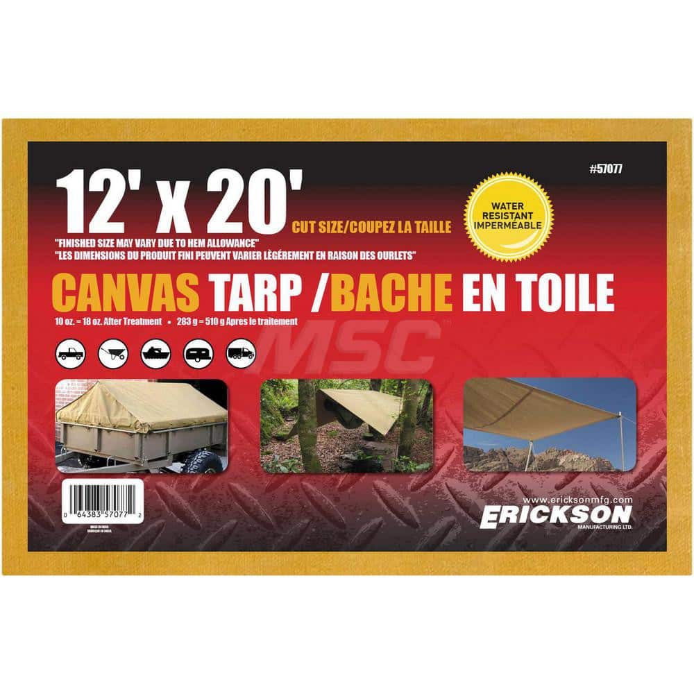 Tarp/Dust Cover: Beige, Canvas, 20' Long x 12' Wide MPN:57077