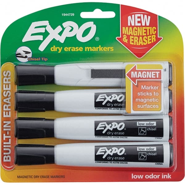 Dry Erase Markers & Accessories, Color: Black , Tip Type: Chisel , For Use With: Dry Erase Marker Boards , Includes: (4) Black Dry Erase Markers  MPN:1944729