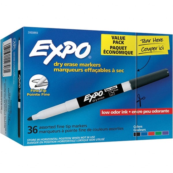 Dry Erase Markers & Accessories, Color: Black, Blue, Green, Purple, Red , Tip Type: Fine , For Use With: Dry Erase Marker Boards  MPN:2003893