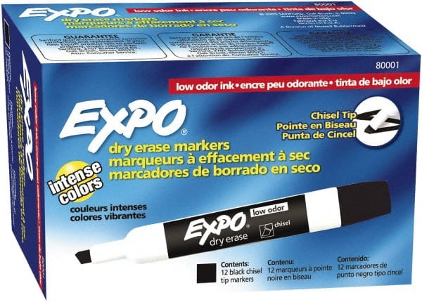 Black Low Odor Chisel Tip Dry Erase Markers MPN:80001