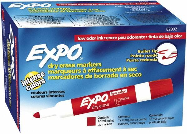 Pack of 12 Red Low Odor Bullet Tip Dry Erase Markers MPN:82002