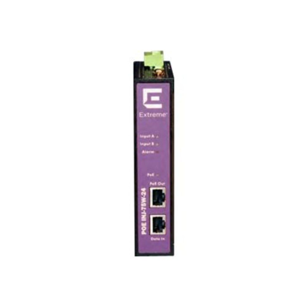 Extreme Networks ExtremeSwitching Industrial Power Over Ethernet (PoE) Injector - PoE injector (DIN rail mountable) - DC 24 V - 75 Watt - output connectors: 1 MPN:16805