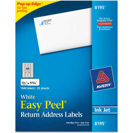 Avery® Easy Peel Inkjet Return Address Labels 2/3 x 1-3/4 White 1500/Pack 8195