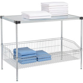 Nexel® 2 Shelf Chrome Basket Wire Shelving Unit Solid Top Shelf 48