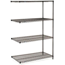 Nexel® 4 Shelf Black Epoxy Wire Shelving Unit Add On 24