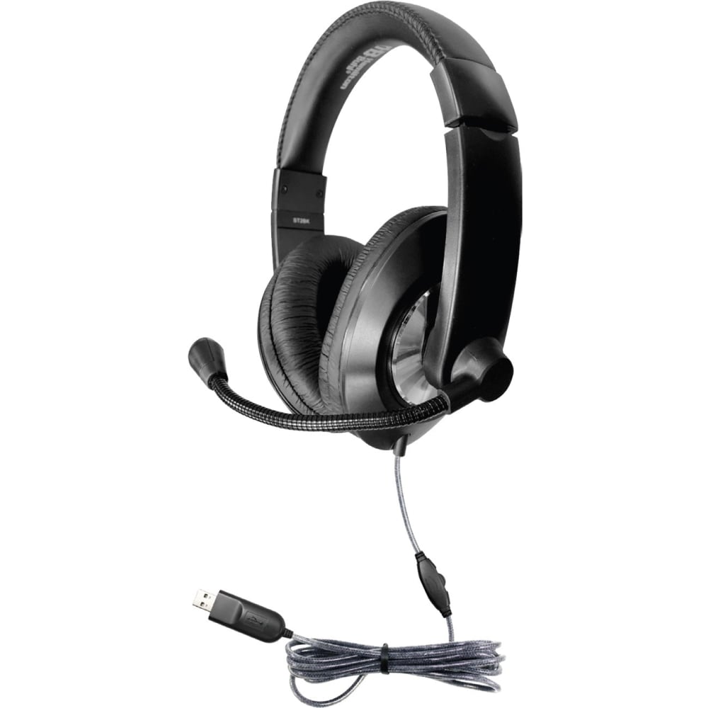 Ergoguys Hamilton Buhl Smart-Trek Deluxe Stereo Headset with In-Line Volume - Stereo - USB - Wired - 32 Ohm - 50 Hz - 20 kHz - Over-the-head - Binaural - Circumaural - 5 ft Cable - Omni-directional, Noise Cancelling Microphone - Black (Min Order Qty 4) MP