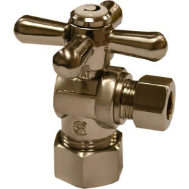 Jones Stephens 1/4 Turn Straight Stop Valve w/ Cross Handle Brushed Nickel 1/2