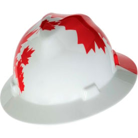 MSA V-Gard® Canadian Freedom Series Slotted Protective Hat White With Red Maple Leaf 10082234