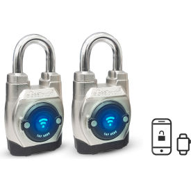 eGeeTouch® 5th Generation Smart Padlock Short Shackle Satin Silver Pack of 2 5-02501-94-2