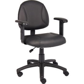 Boss Office Chair with Arms - Leather - Mid Back - Black B306