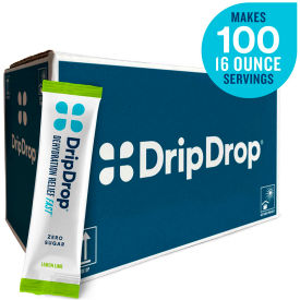 DripDrop® Electrolyte Hydration Powdered Drink Mix Zero Sugar Lemon Lime 0.74 oz. 100/Box 61435-NSF