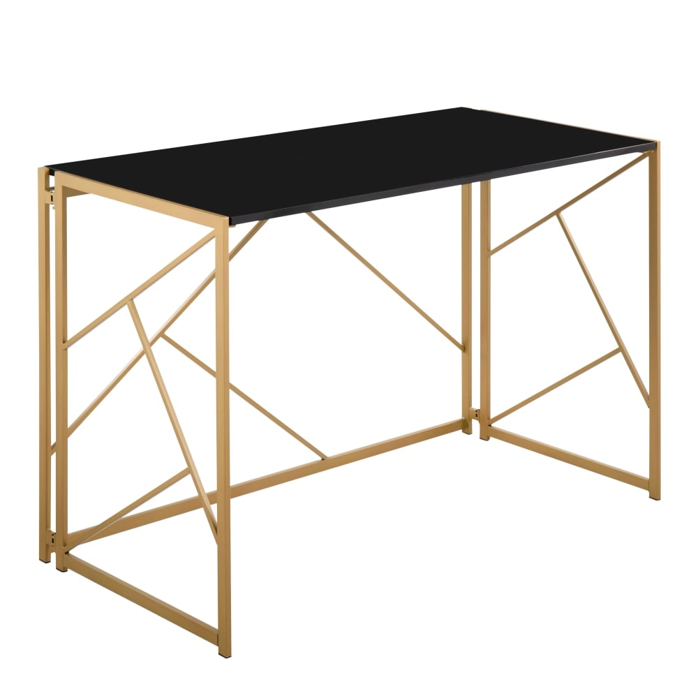 LumiSource Folia 45inW Computer Desk, Black/Gold MPN:OFD-FOLIA AUBK