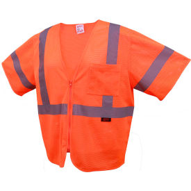 GSS Safety 2002 Standard Class 3 Mesh Zipper Safety Vest Orange 3XL 2002-3XL