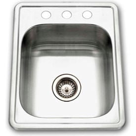 Houzer® 1722-7BS-1 Drop In Stainless Steel 3-Holes Bar/Prep Sink 1722-7BS-1