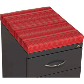 Interion® 2 Drawer Box/File Pedestal - Charcoal with Red Cushion Top 609695