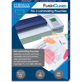 Formax FlashGuard Letter Size Premium Thermal Laminating Pouches 3 Mil Thick 9