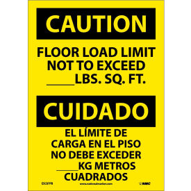 Bilingual Vinyl Sign - Caution Floor Load Limit Not To Exceed ESC87PB