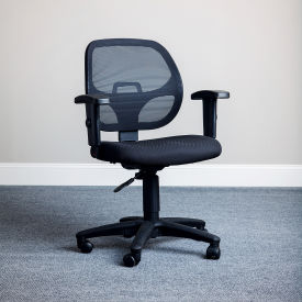 Interion® Office Chair With Mid Back & Adjustable Arms Black Black 436277