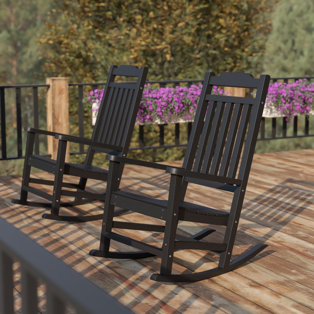 Flash Furniture Winston All-Weather Rocking Chairs, Black, Set Of 2 Chairs MPN:2JJC14703BK