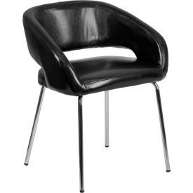 Flash Furniture Contemporary Leather Side Reception Chair - Black - Fusion Series 162731-BK-GGCH-