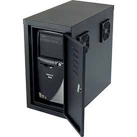 GoVets™ Computer CPU Side Cabinet with Front/Rear Doors and 2 Exhaust Fans Black 309JBK249