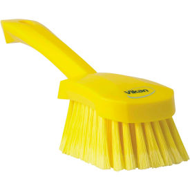 Vikan 41946 Short Handle Washing Brush- Soft/Split Yellow 41946