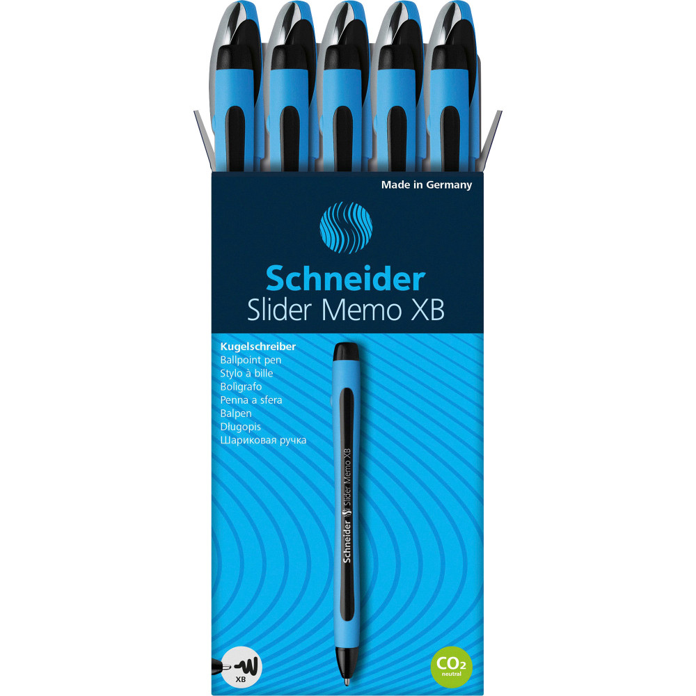 Schneider Slider Memo XB Ballpoint Pens - Extra Broad - 1.4 mm Pen Point Size - Bullet Pen Point Style - Black Ink - Rubberized Barrel - Stainless Steel Tip - 10 / Box (Min Order Qty 3) MPN:RED150201