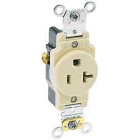 Leviton 5351-I 20a 125v Nema 5-20r Single Receptacle Self Grounding Ivory - Pkg Qty 10 5351-I