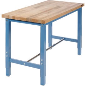 GoVets™ 48x24 Adj. Height Workbench Return - Square Tube Leg Maple Square Edge Blue 404BL249