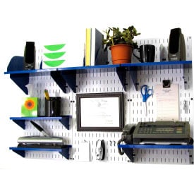 Wall Control Office Wall Mount Desk Storage and Organization Kit White/Blue 48