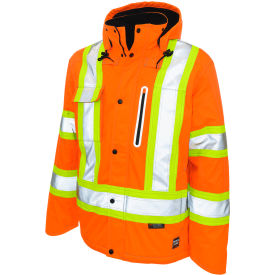 Tough Duck Men's Ripstop Fleece Lined Safety Jacket LT Fluorescent Orange S24541-FLOR-LT