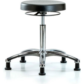 Blue Ridge Ergonomics™ Cleanroom Stool with Glides - Medium Bench Height - Black CLR-PMBSO-CR-NF-RG-BLK