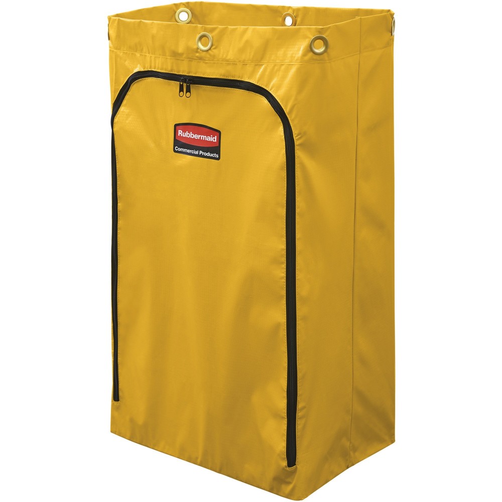 Rubbermaid Commercial 6173 Cleaning Cart 24-Gallon Replacement Bags - 24 gal Capacity - 6.50in Width x 9.10in Length - Zipper Closure - Yellow - Vinyl - 4/Carton - Janitorial Cart MPN:1966719CT