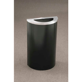 Glaro Steel Half Round Open Top Trash Can 14 Gallon Satin Black/Aluminum Lid 1891-BK-SA