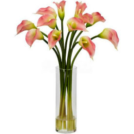 Nearly Natural Mini Calla Lily Silk Flower Arrangement Pink 1187-PK